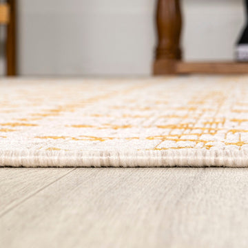 Ourika Moroccan Geometric Textured Weave Indoor/outdoor Round Rug